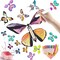 Painting Butterfly Activity Craft Kit for Kids, 24 Paper Butterflies and 12 Color Pens, Rubber Band Wind Up Butterfly Toy, Make Your Own Magic Flying Butterfly, Party Game,School Activity,Surprise Card